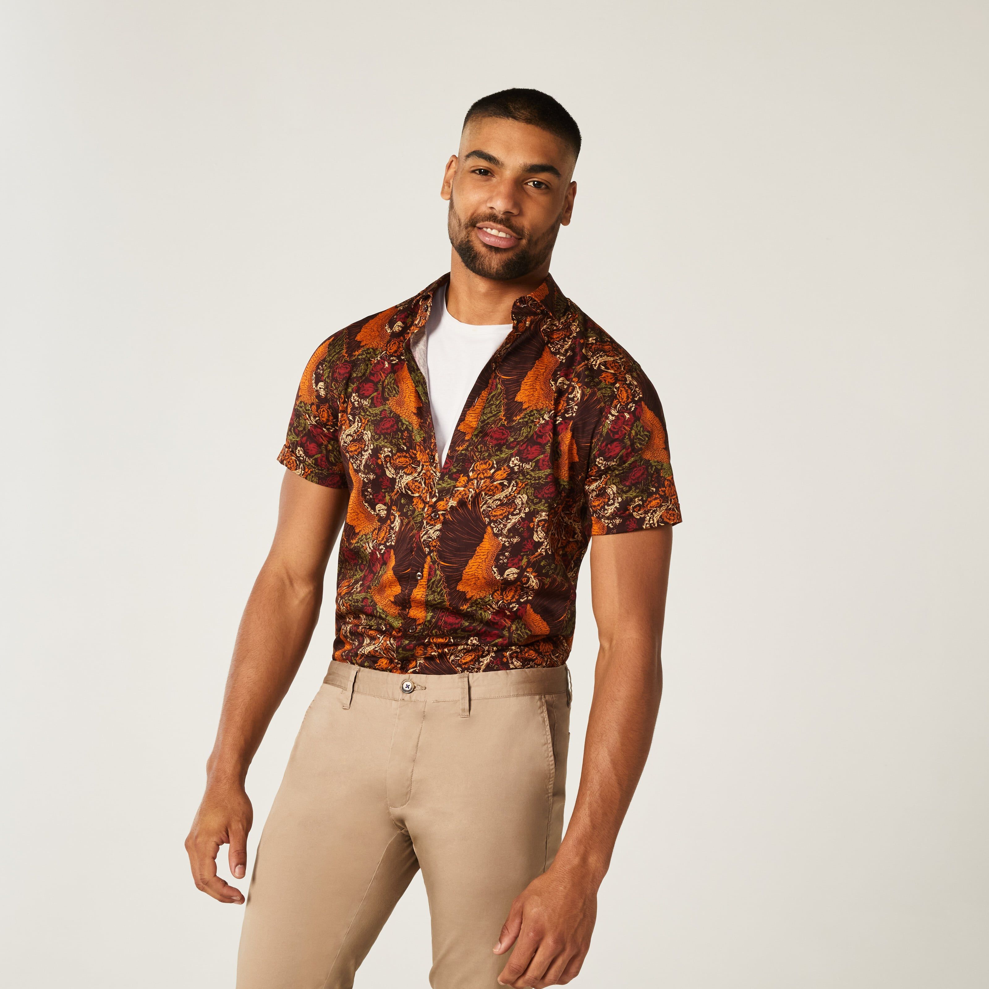 Mens floral short sleeve dress shirts clearance
